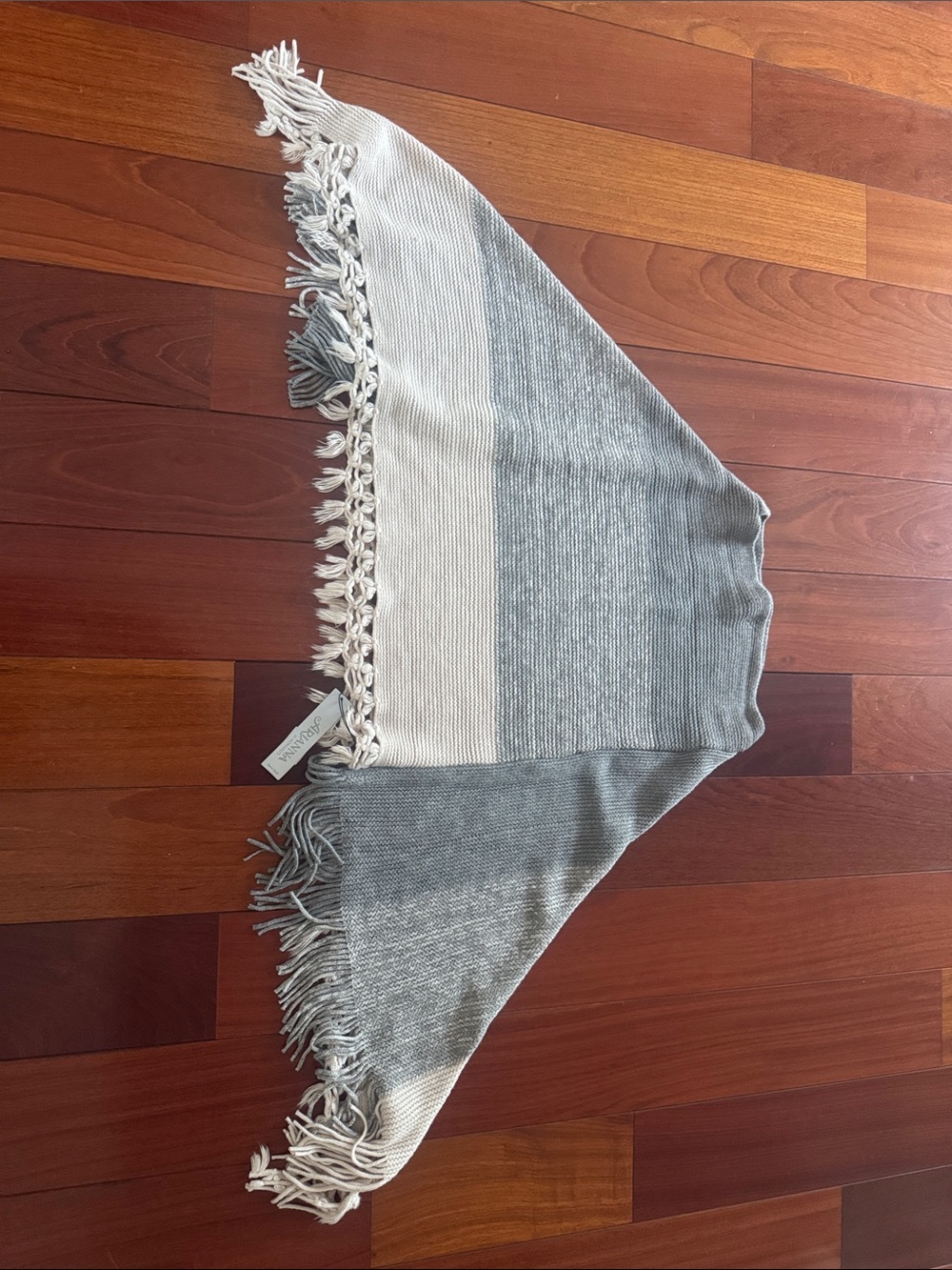 Gray and Cream Knit Poncho Top